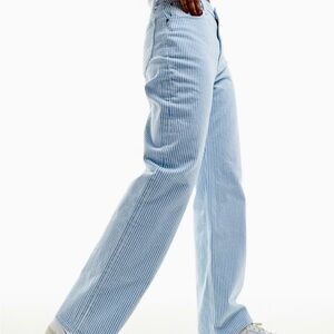 Abercrombie & Fitch Curve Love 90s relaxed fit jean in blue white stripe 31S NWT